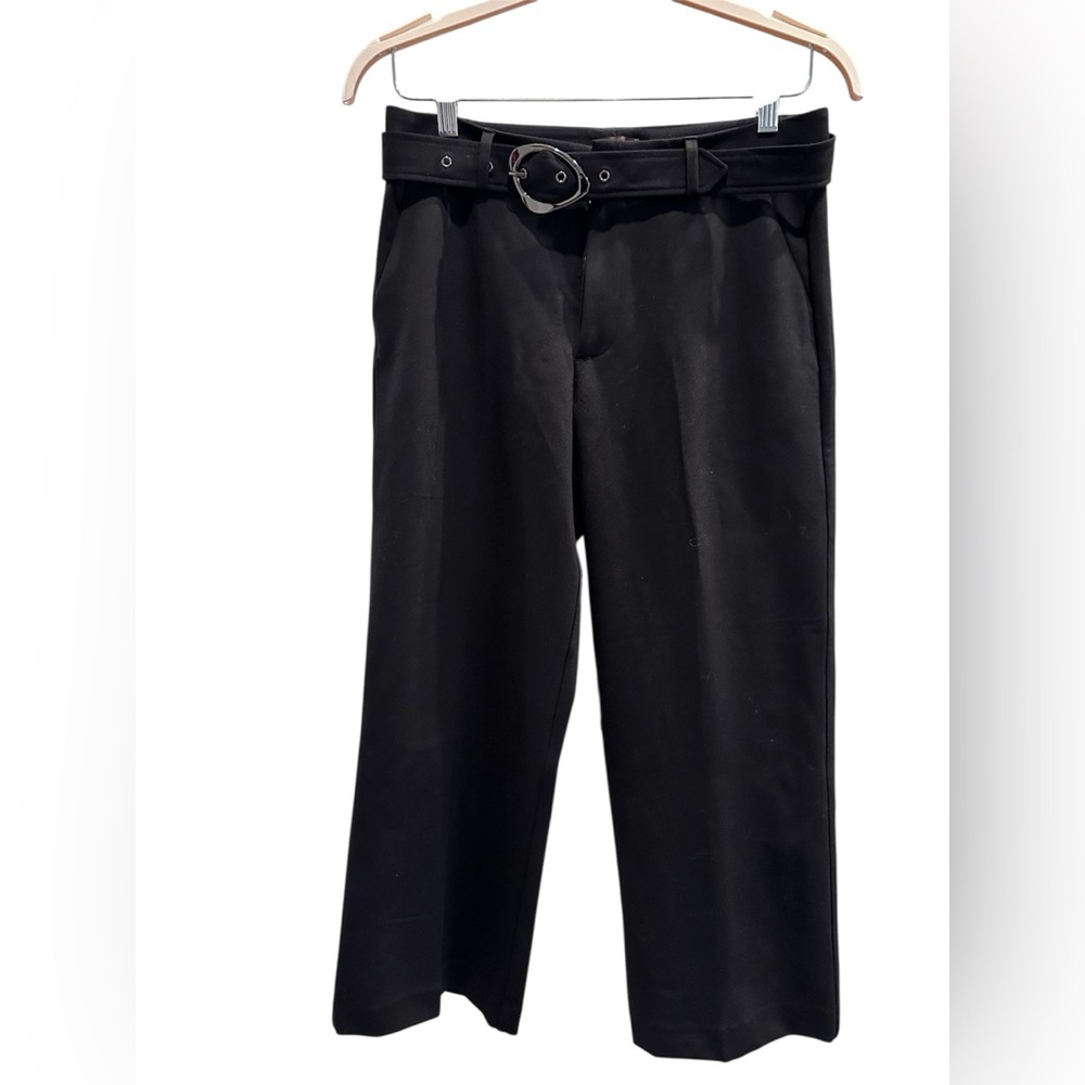 Crosby Black Metropolitan Belted Culotte Pants with Unique Silver Buckle Size 10 - Picture 2 of 9